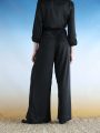  מכנסי סאטן בגזרה גבוהה / Elle Sasson של TX COLLAB