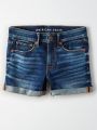  ג'ינס קצר עם שפשופים וקיפולים של AMERICAN EAGLE