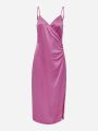  שמלת מקסי מעטפת בגימור סאטן / נשים של ONLY