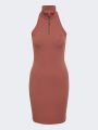  שמלת מיני ריב עם רוכסן בחזית של ADIDAS Originals