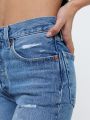  ג'ינס ארוך עם קרעים CROP 501 של LEVIS