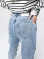  ג'ינס עם קרעים בגזרה רחבה של GLAMOROUS