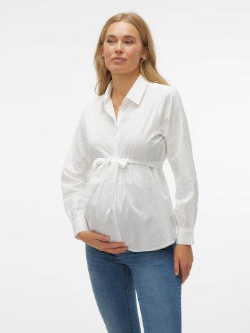 חולצה מכופתרת עם חגורת קשירה / Maternity של MAMALICIOUS