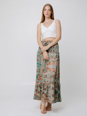 חצאית מקסי ליסבון בהדפס פייזלי של YANGA