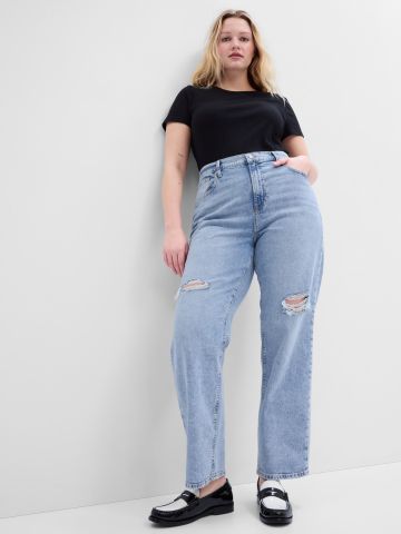 ג'ינס רחב עם קרעים של GAP