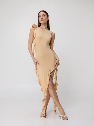 שמלת מיני אסימטרית עם עיטור פרח של TERMINAL X