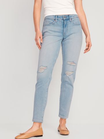 ג'ינס קרעים בגזרה ישרה של undefined