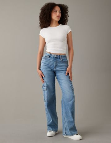 מכנסי ג'ינס CURVY SUPER HIGH-RISE BAGGY WIDE של AMERICAN EAGLE