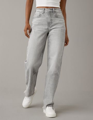מכנסי ג'ינס בסיומת פרומה SUPER HIGH-RISE BAGGY STRAIGHT של AMERICAN EAGLE