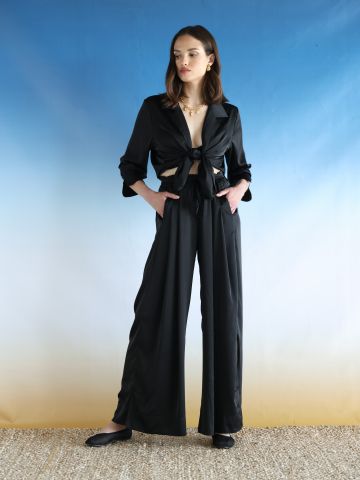 מכנסי סאטן בגזרה גבוהה / Elle Sasson של TX COLLAB