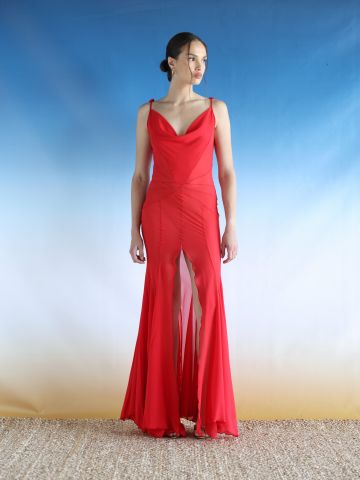 שמלת מקסי שיפון שקפקפה / Elle Sasson של TX COLLAB