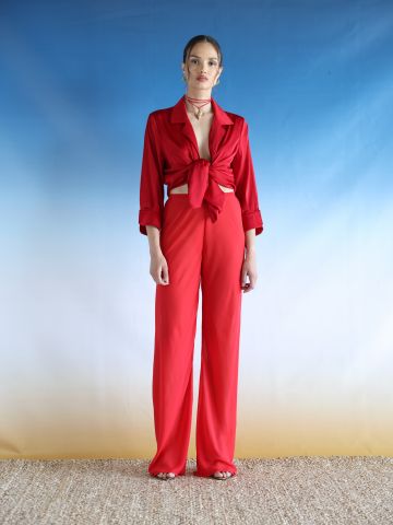 מכנסי שיפון בגזרה ישרה / Elle Sasson של TX COLLAB