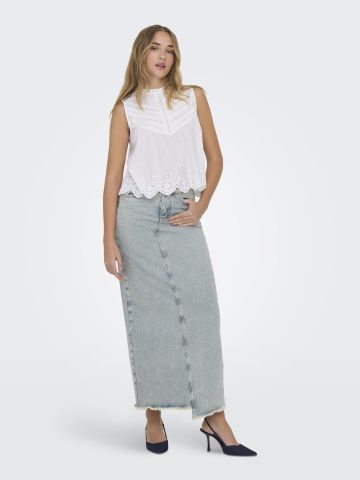 חצאית מקסי ג'ינס עם סיומת א-סימטרית של ONLY