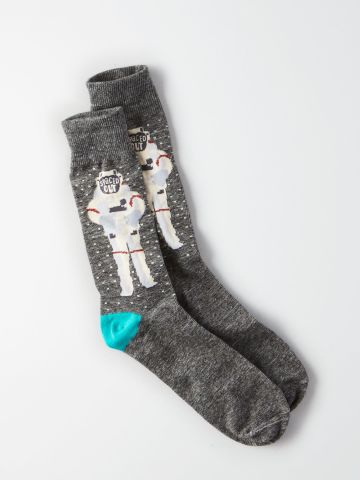 גרביים גבוהים עם הדפס אסטרונאוט / גברים