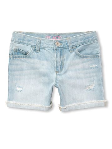 ג'ינס קצר בשטיפה בהירה / בנות