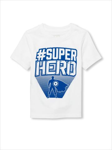 טי שירט עם הדפס #SUPERHERO / בייבי בנים