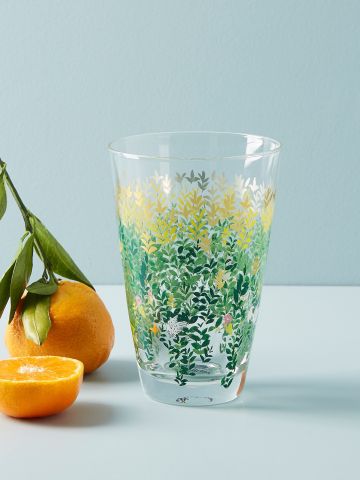 כוס זכוכית עם עיטור פרחים Paule Marrot