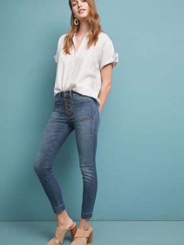 ג'ינס סקיני ארוך עם כפתורים בחזית Pilcro and the Letterpress