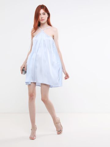 שמלת סאטן מיני עם כתפיות איקס של TERMINAL X