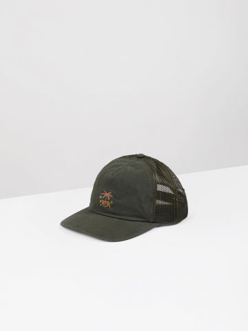 כובע מצחייה עם רקמת לוגו בשילוב נמר / גברים