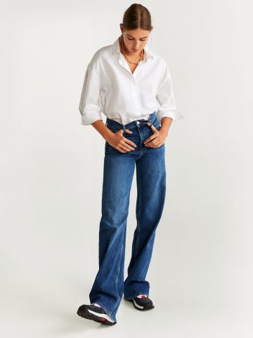 ג'ינס בגזרה גבוהה עם סיומת מתרחבת