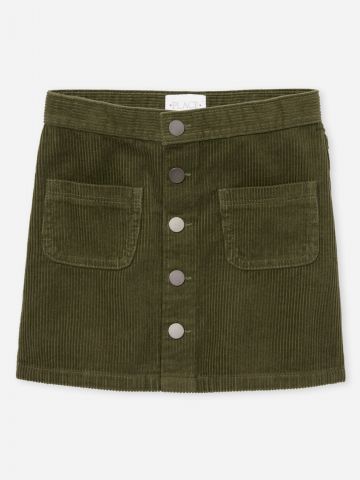 חצאית מיני קורדורוי עם כפתורים / בנות