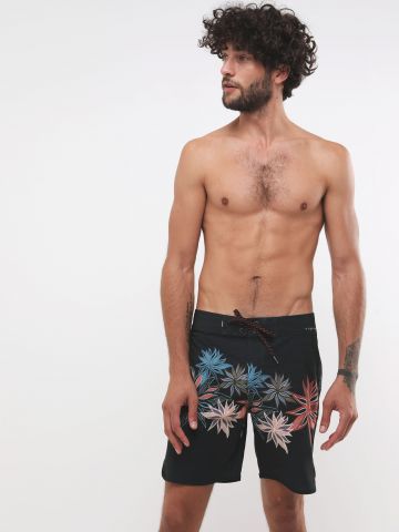 מכנסי בגד ים לוגו עם הדפס פרחים
