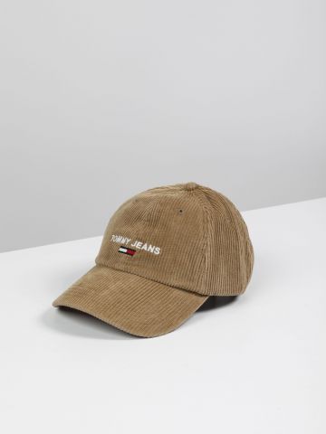 כובע מצחייה קורדורוי עם רקמת לוגו