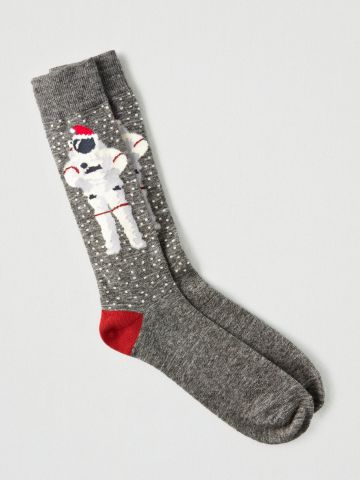 גרביים גבוהים עם הדפס אסטרונאוט / גברים