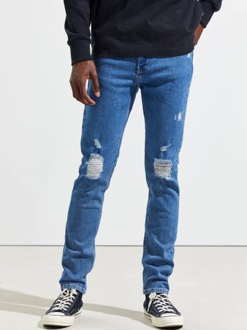 ג'ינס סקיני סלים עם קרעים BDG