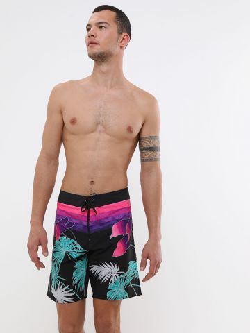 מכנסי בגד ים בהדפס טרופי מולטי קולור