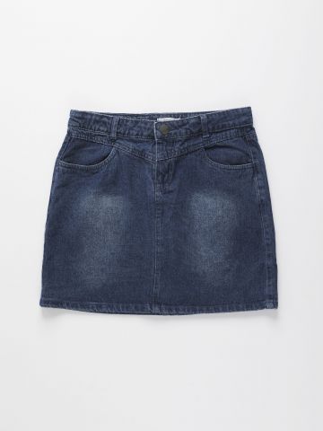 חצאית ג'ינס מיני עם כיסים / בנות