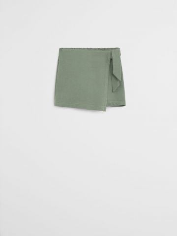 מכנסי חצאית בסגנון מעטפת עם קשירה / 9M-4Y