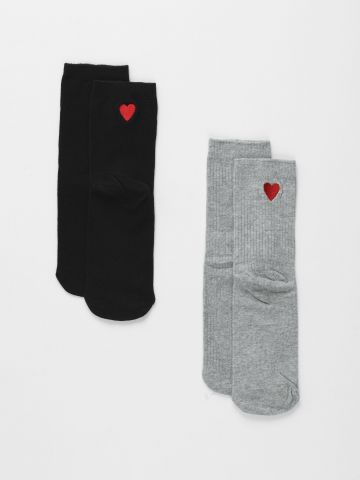 מארז 2 זוגות גרביים עם לב / נשים