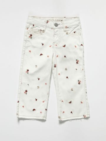 ג'ינס בעיטור רקמות פרחים / בנות