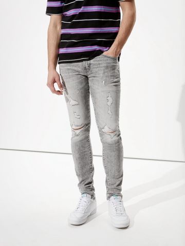 ג'ינס סקיני ארוך עם עיטורי קרעים של AMERICAN EAGLE