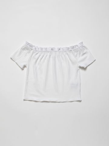 חולצת אוף שולדרס בטקסטורת פסים / בנות של AMERICAN EAGLE