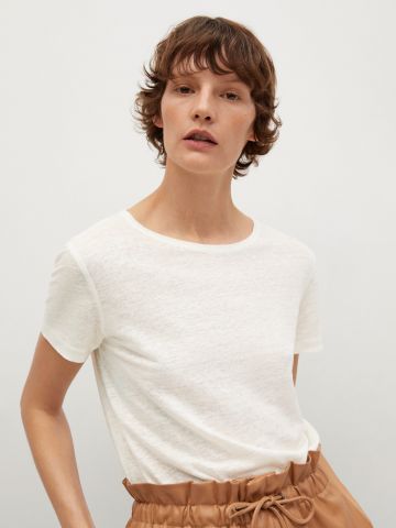 חולצת פשתן מלאנז&#039; אסימטרית של MANGO