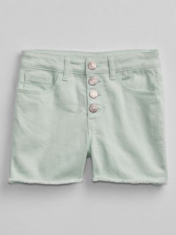 מכנסי ג'ינס קצרים עם סיומת גזורה / בנות של undefined