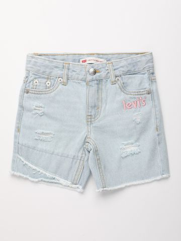 מכנסי ג'ינס קצרים עם לוגו רקום / בנות של LEVIS