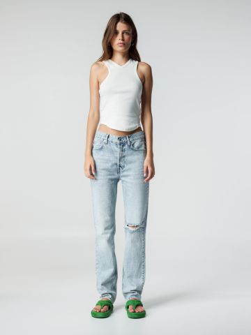 ג'ינס ווש עם קרעים של undefined