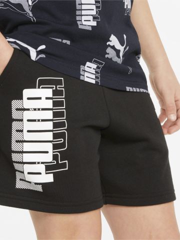 מכנסי טרנינג קצרים עם הדפס לוגו של PUMA