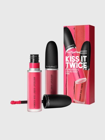 קיט שפתונים בגווני ורוד Kiss It Twice Powder Kiss Liquid Duo: Pink של MAC