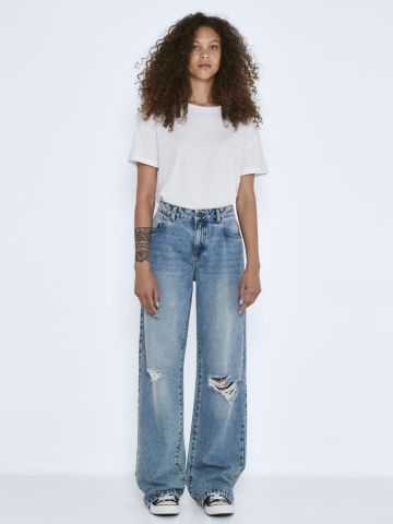 ג'ינס בגזרה רחבה עם קרעים של NOISY MAY