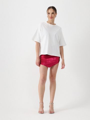 חצאית מיני פאייטים עם סיומת מחודדת של PAVONET