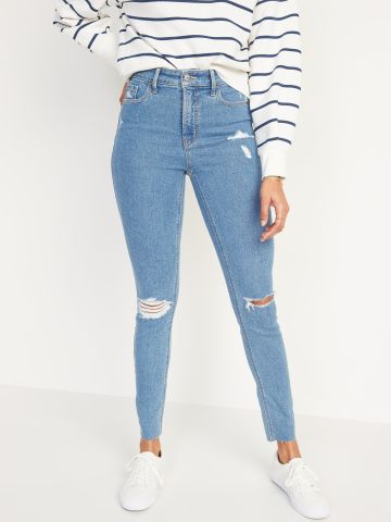 מכנסי ג'ינס סקיני עם קרעים של OLD NAVY