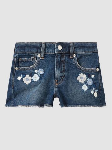 ג'ינס קצר עם רקמת פרחים / בנות של undefined