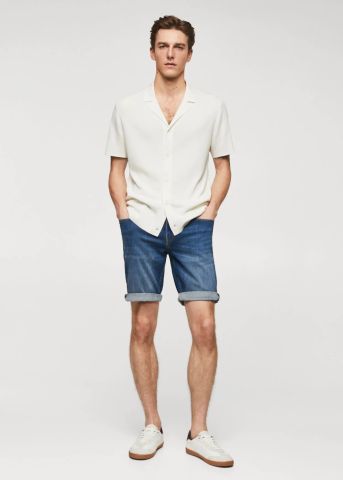 ג'ינס Slim-fit קצר עם קיפול של MANGO