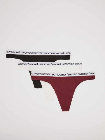 מארז 3 תחתוני חוטיני עם לוגו רץ / נשים של WOMEN SECRET