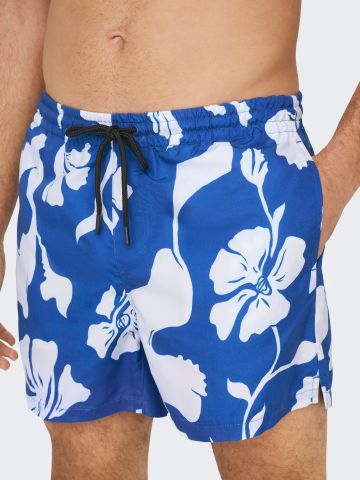 מכנסי בגד ים בהדפס פרחים של ONLY & SONS